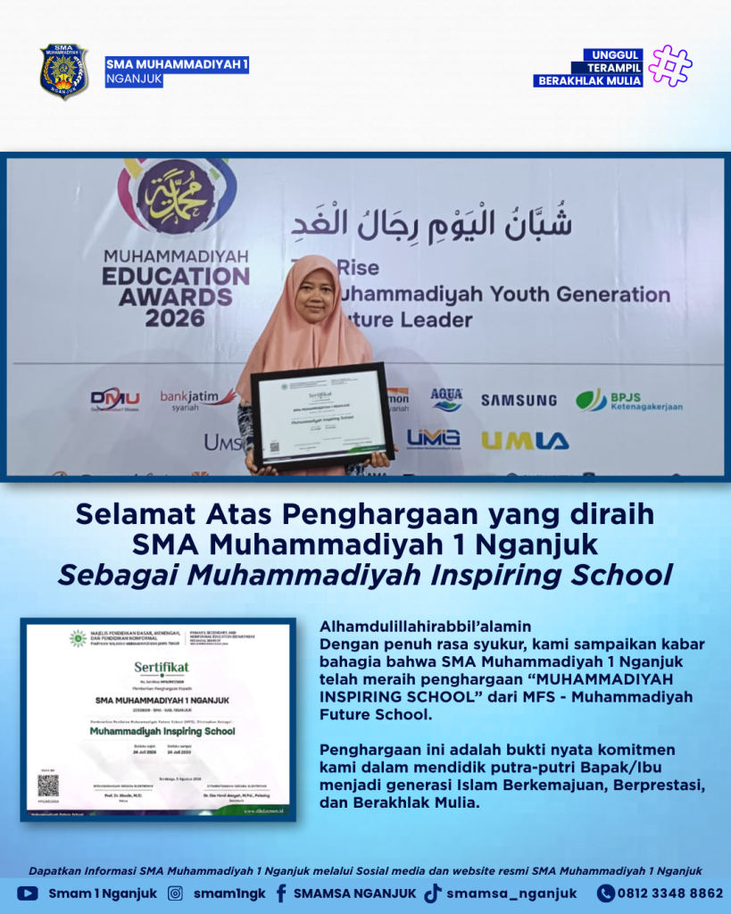 SMA Muhammadiyah 1 Nganjuk Raih Penghargaan Muhammadiyah Inspiring School pada ME Awards 2026